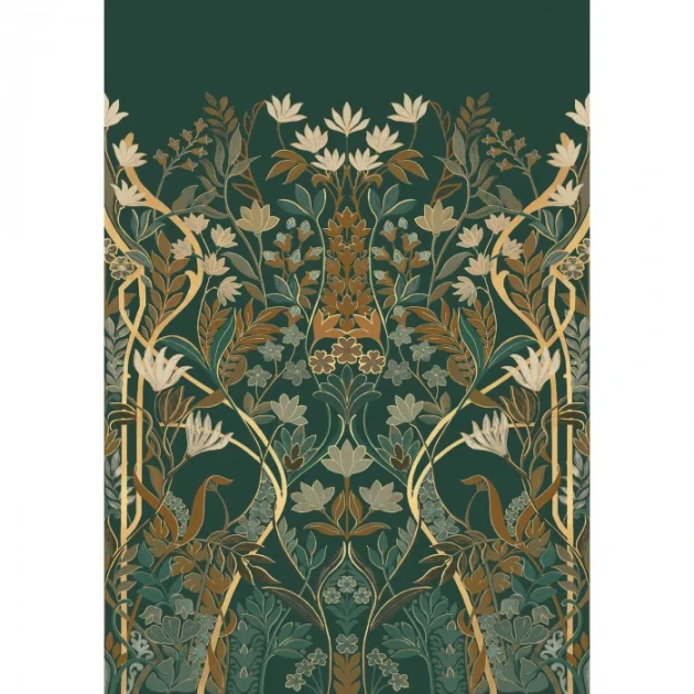 Casamance 70733058 Isadora Salon Des Miroirs Pétrole/doré - mural w roślinny wzór