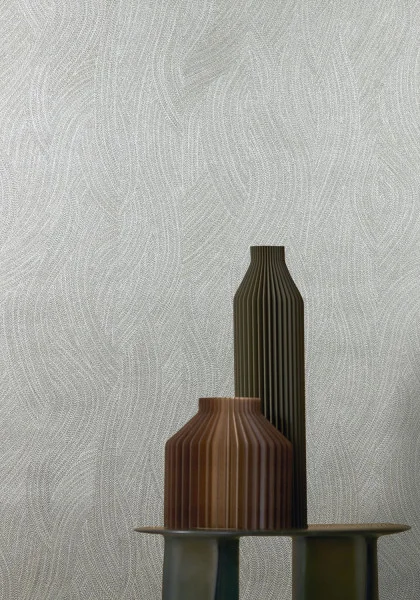 Casamance 7655 29 56 Ecrin Kashmir Argent - tapeta w organiczne fale