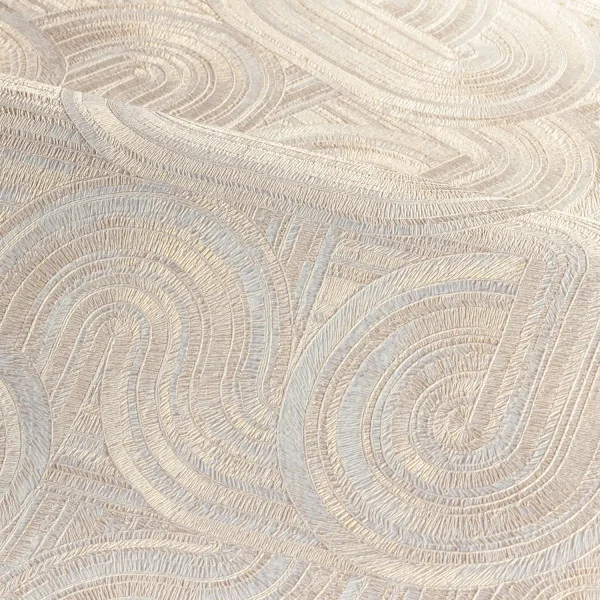Casamance 75000916 Ecrin Carat Blanc/doré - tapeta geometryczna