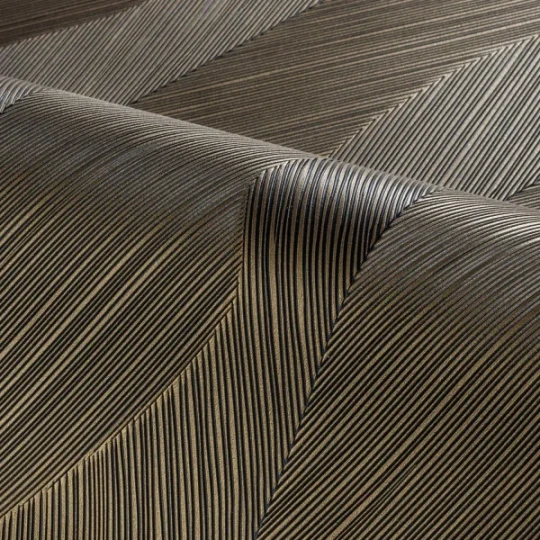 Casamance 74910610 Ecrin Strie Noir/doré - tapeta w organiczne fale