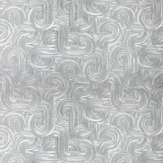 Casamance 75101630 Ecrin Dresden Argent - srebrna tapeta geometryczna