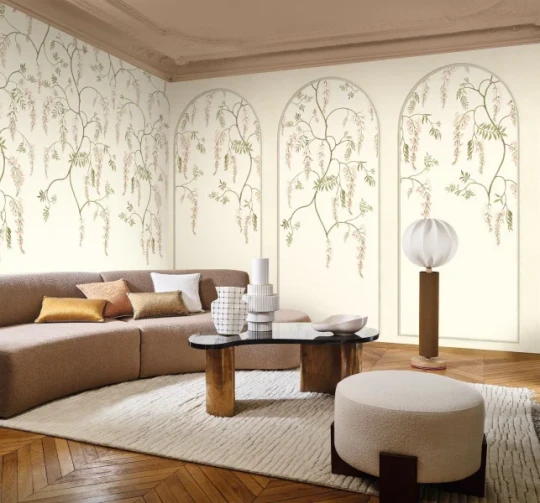 Casamance 70920510 Panoramas Les Intemporels Arezzo Arches Ivoire/kaki - mural we włoski ogród ujęty w łuki