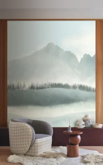 Casamance 73991528 Panoramas Les Intemporels Aravis Bleu ciel - mural w pejzaż jeziora i gór