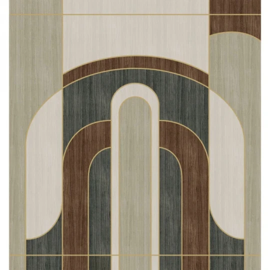 Casamance 71190712 Panoramas Les Intemporels Alcoves Grège/vert de gris - mural geometryczny