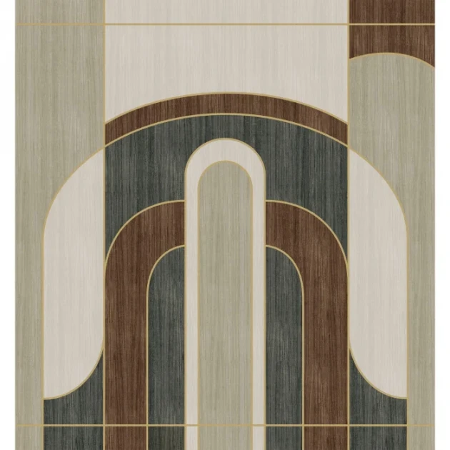 Casamance 71190712 Panoramas Les Intemporels Alcoves Grège/vert de gris - mural geometryczny