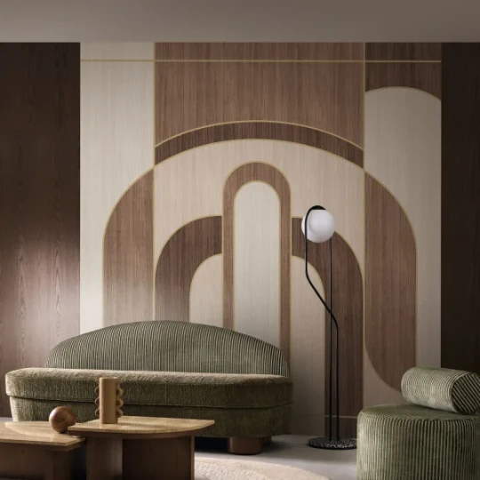 Casamance 71190610 Panoramas Les Intemporels Alcoves Grège/tabac - mural geometryczny