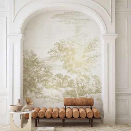 Casamance 74762242 Panoramas Les Intemporels Jouvence Perle/doré - mural w wiejski krajobraz