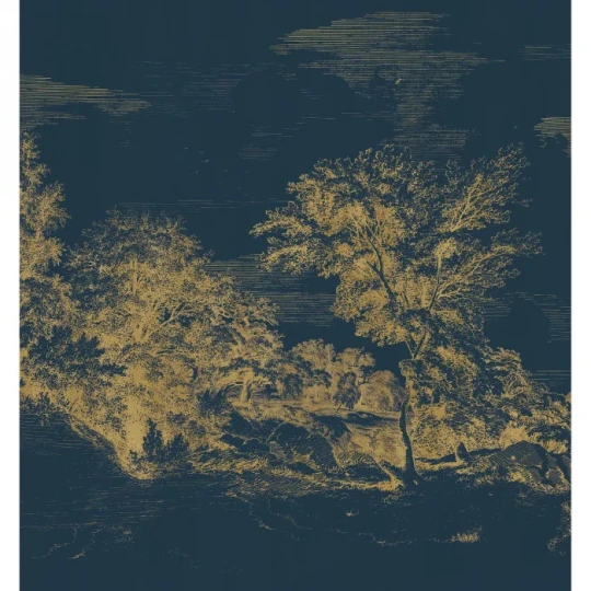 Casamance 74762344 Panoramas Les Intemporels Jouvence Encre/doré - mural w wiejski krajobraz