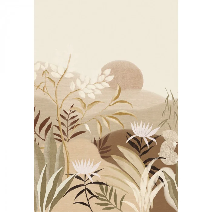 Casamance 74301936 Panoramas Les Intemporels Neloe Sable/kaki - mural w roślinny krajobraz