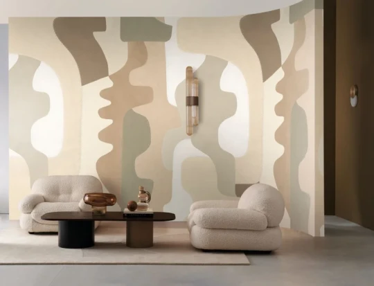 Casamance 74802446 Panoramas Les Intemporels Tannea Sable/lichen - mural abstrakcyjny