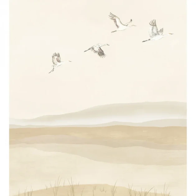 Casamance 74661120 Panoramas Les Intemporels Lagune Sable - mural w roślinny krajobraz i ptaki