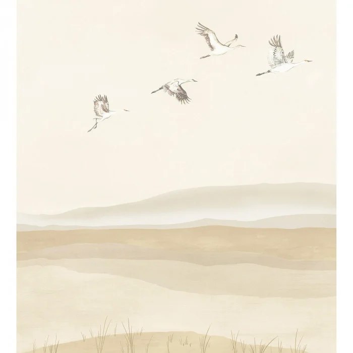 Casamance 74661120 Panoramas Les Intemporels Lagune Sable - mural w roślinny krajobraz i ptaki