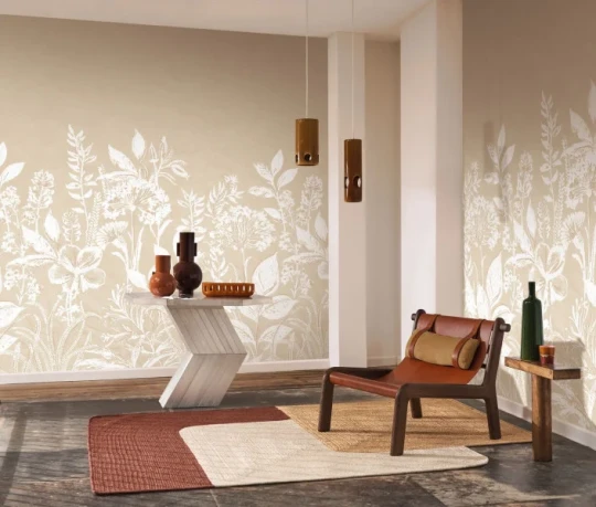 Casamance 74832650 Panoramas Les Intemporels Camelia Sable/ivoire - mural w drzewa