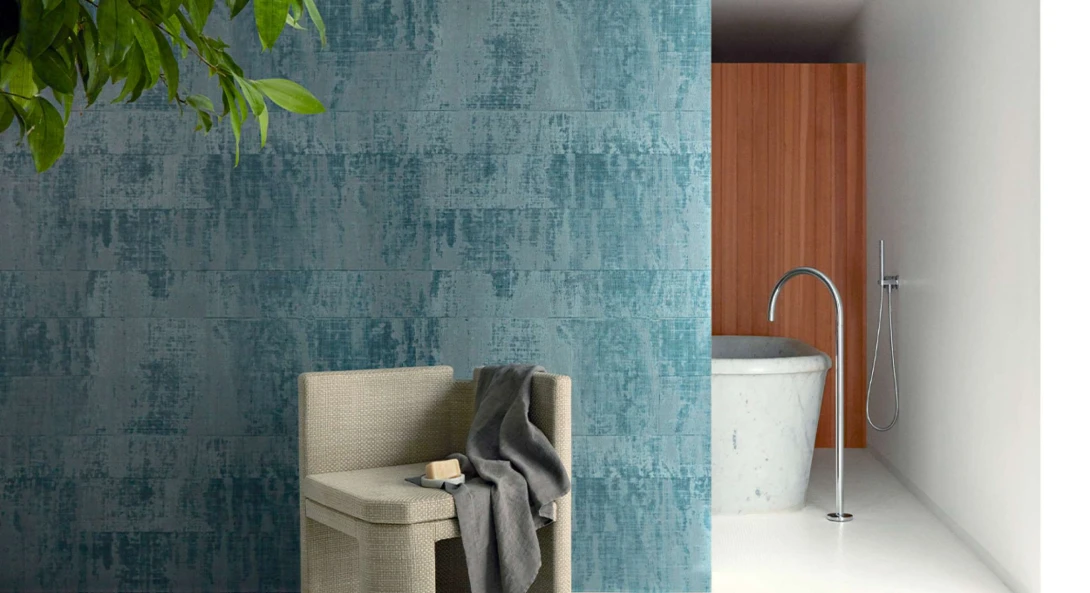 Elitis VP 880 43 Atelier d'artiste II Atelier d'artiste Toujours rêver - tapeta imitująca rafię z efektem patyny