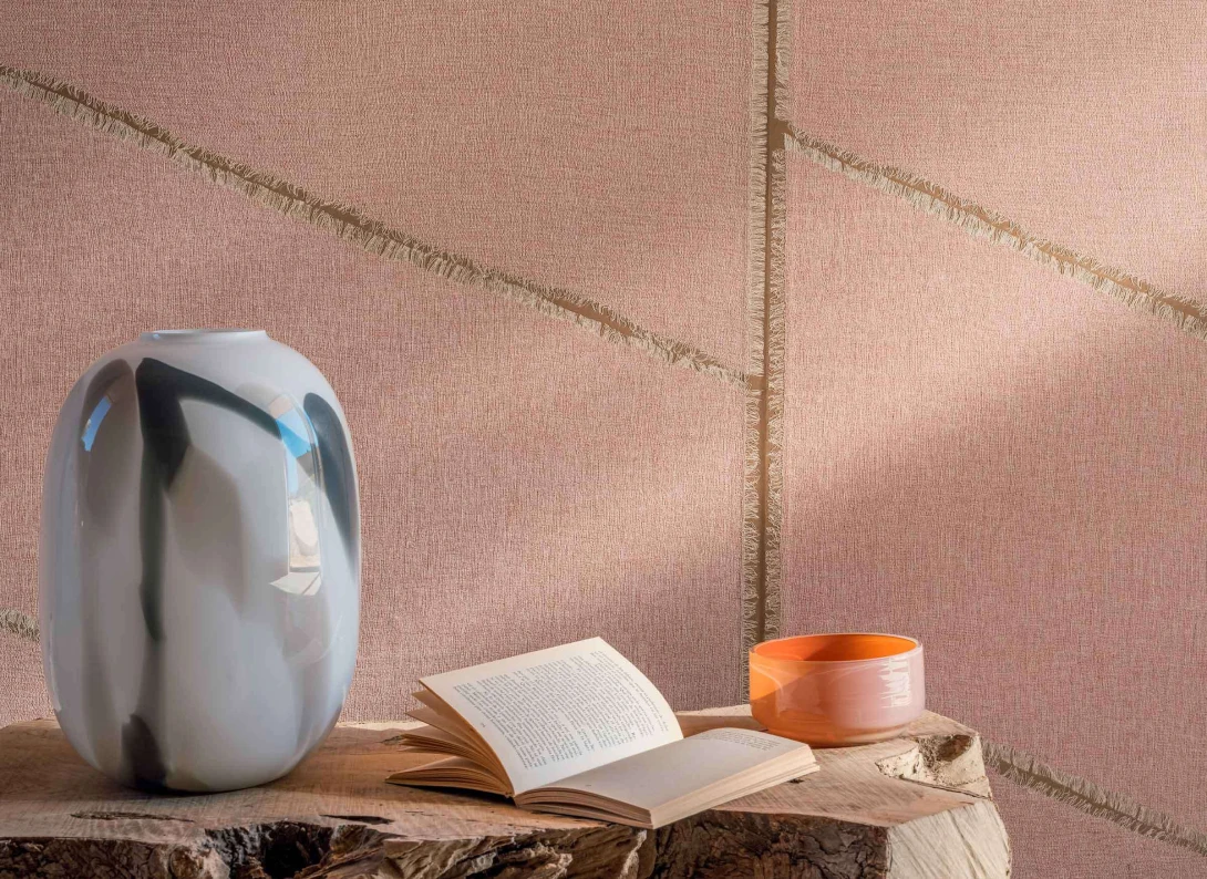 Elitis VP 1010 03 Cérès Héra Éclat de rose - tapeta imitująca tkaninę w trapezy