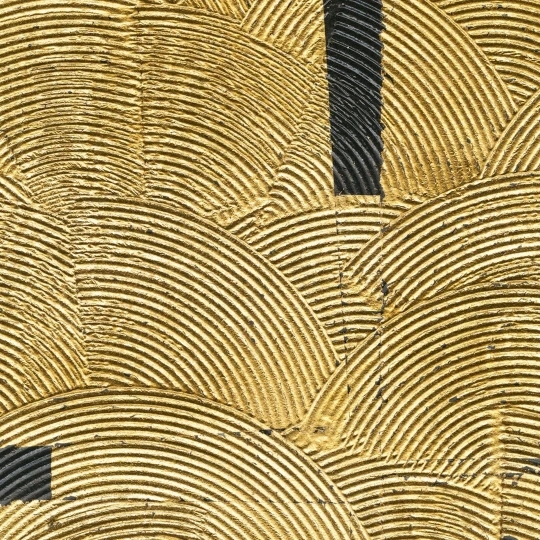 Elitis RM 1121 91 Écume Mille et une nuit Les ors d'Abalone - tapeta akrylowo metaliczna w kwadraty i wachlarze