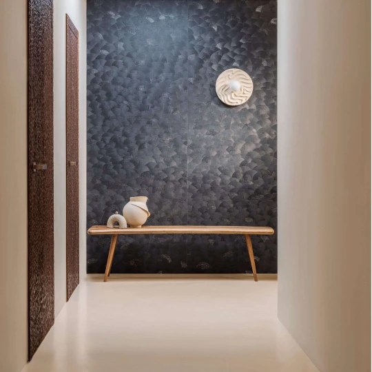 Elitis RM 1120 80 Écume Nyx Nuit d'argent - tapeta akrylowo-metaliczna w wachlarze