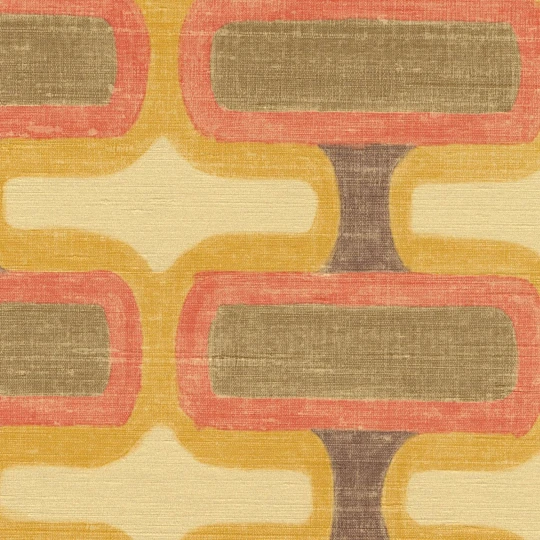 Elitis VP 1037 23 Elixir de soies Rythme Sienne brûlée - tapeta retro