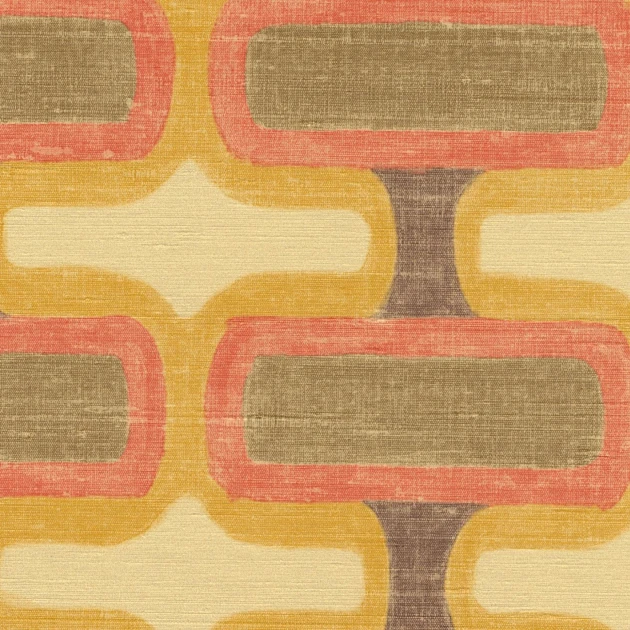 Elitis VP 1037 23 Elixir de soies Rythme Sienne brûlée - tapeta retro