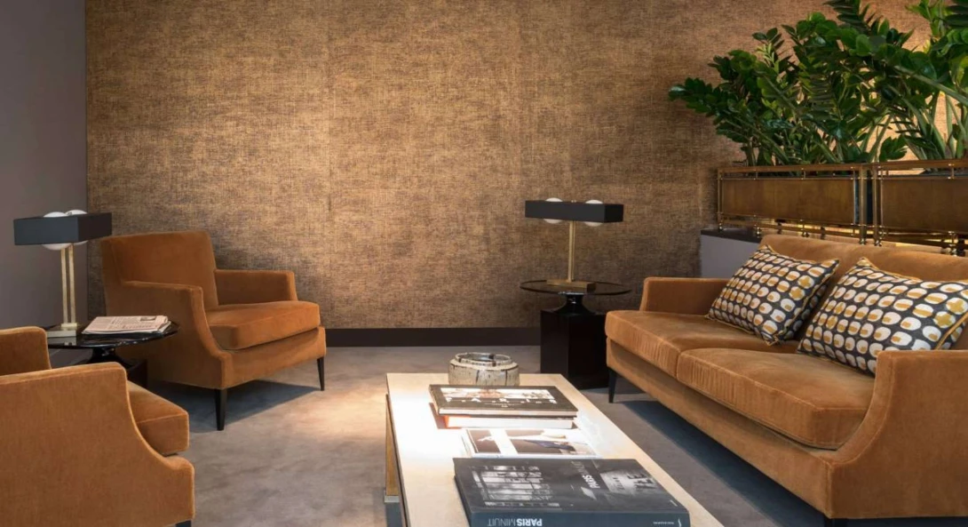 Elitis CV 112 78 Raffia Raffia métal HPC Un point d'équilibre - tapeta obiektowa imitująca rafię