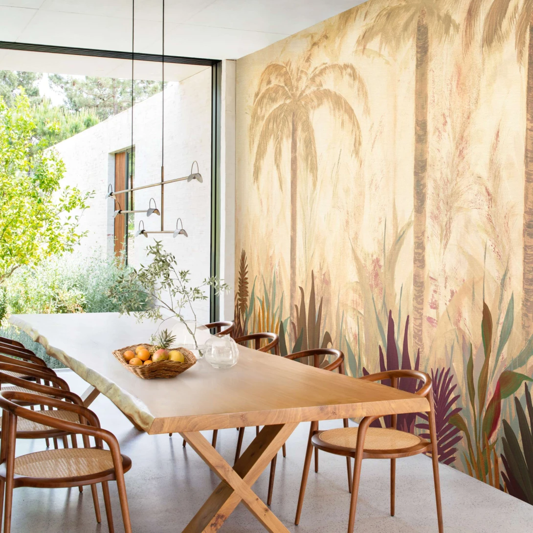 Elitis VP 1047 01 Madagascar Arrowroot Raw Raffia La caravelle Une empreinte paradisiaque - mural w dżunglę