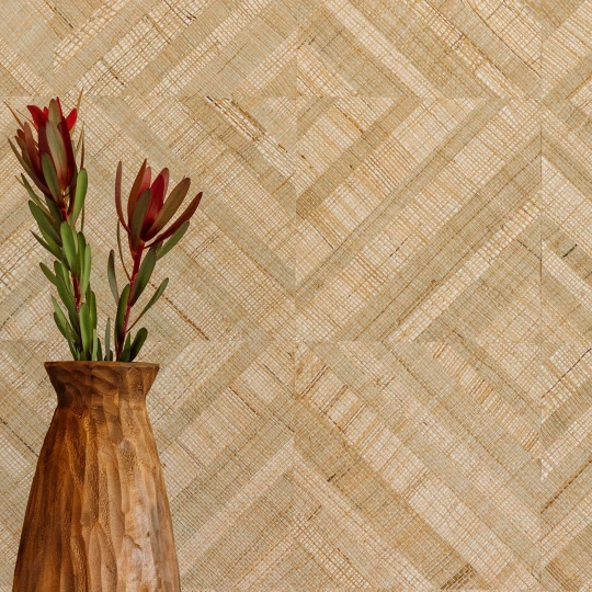 Elitis RM 1115 02 Origine Trenza Éclat bohême - tapeta z abaki w geometryczną mozaikę