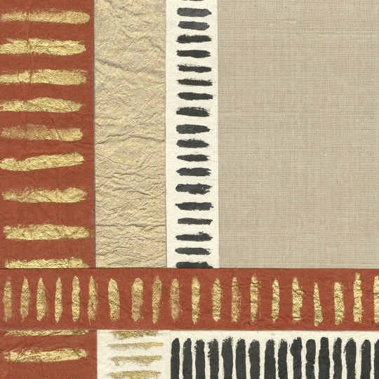 Elitis RM 1126 03 Pamir Shiraz Or froissé - tapeta jedwabno-papierowa w kratę