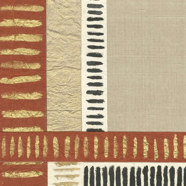 Elitis RM 1126 03 Pamir Shiraz Or froissé - tapeta jedwabno-papierowa w kratę