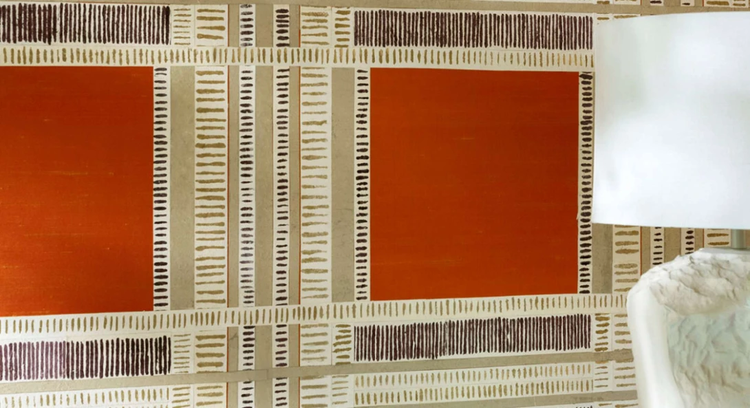 Elitis RM 1126 35 Pamir Shiraz Un carré recomposé - tapeta jedwabno-papierowa w kratę