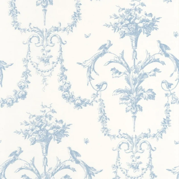 OL / Casadeco 87926716 Les Belles Toiles De Jouy Corne D’abondance Bleu Faience -  1 rolka