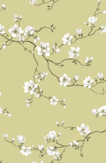 Wallquest CH30105 Chinoiserie Moonlace Magnolia Honeycomb - tapeta w kwiaty magnolii