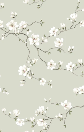 Wallquest CH30108 Chinoiserie Moonlace Magnolia Stardust - tapeta w kwiaty magnolii