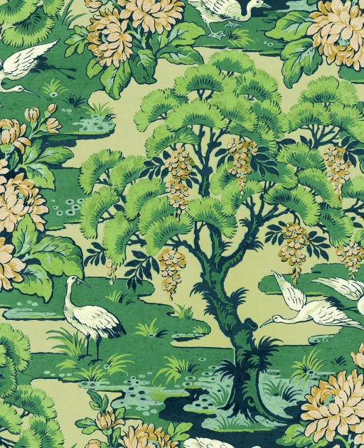 Wallquest CH30514 Chinoiserie Hanae Trees Lush - tapeta w drzewa i czaple