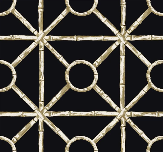 Wallquest CH30700 Chinoiserie Zhen Bamboo Onyx - tapeta w bambusową kratownicę