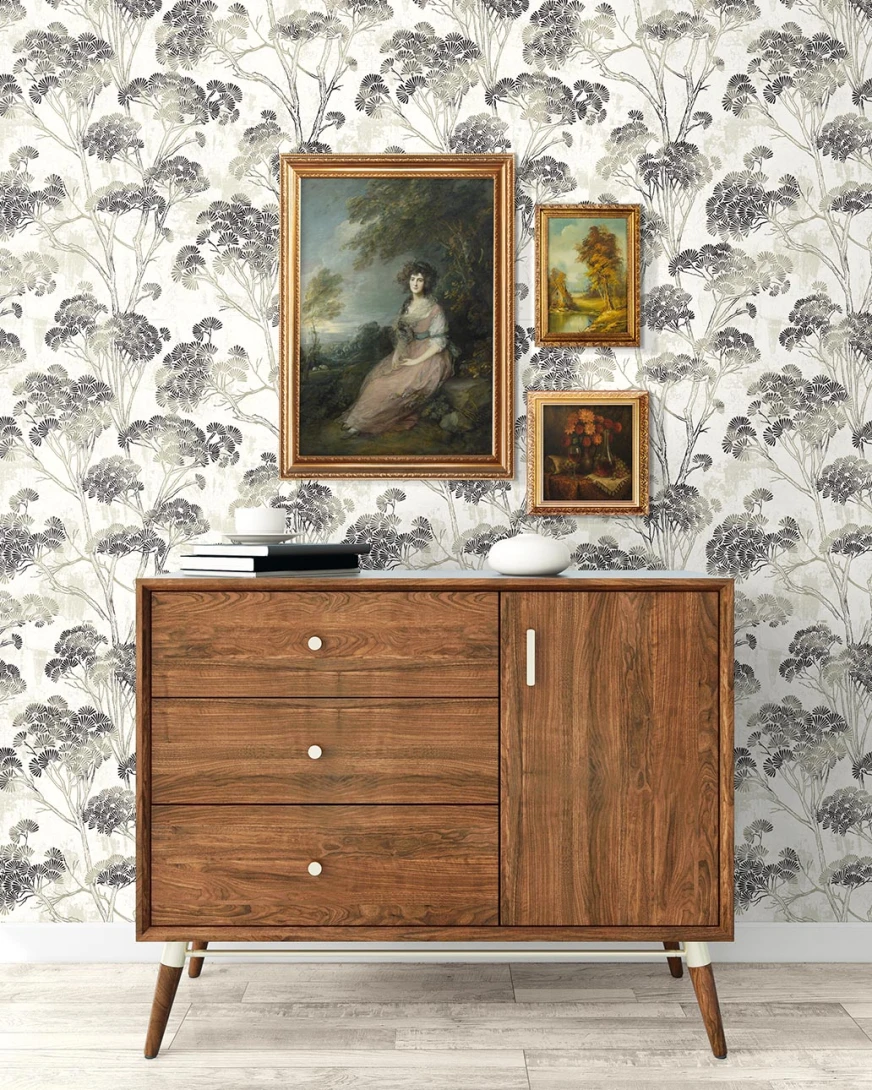 Wallquest CH31200 Chinoiserie Yulin Trees Snow - tapeta w drzewa
