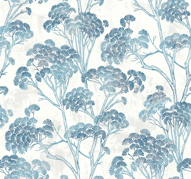 Wallquest CH31212 Chinoiserie Yulin Trees Iceberg - tapeta w drzewa