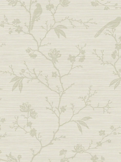 Wallquest CH31317 Chinoiserie Yuye Silhouette Oat - tapeta w gałęzie i liście