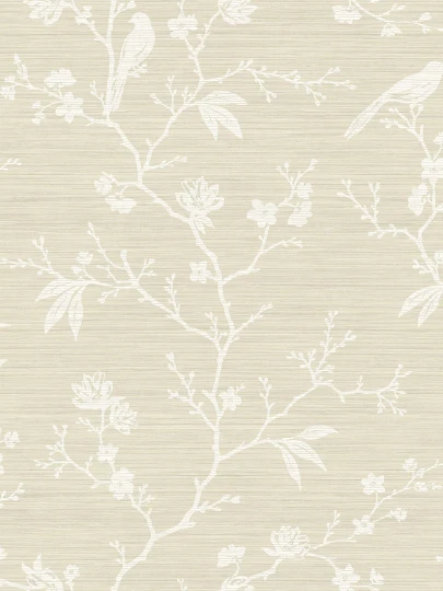 Wallquest CH31327 Chinoiserie Yuye Silhouette Blanched Almond - tapeta w gałęzie i liście