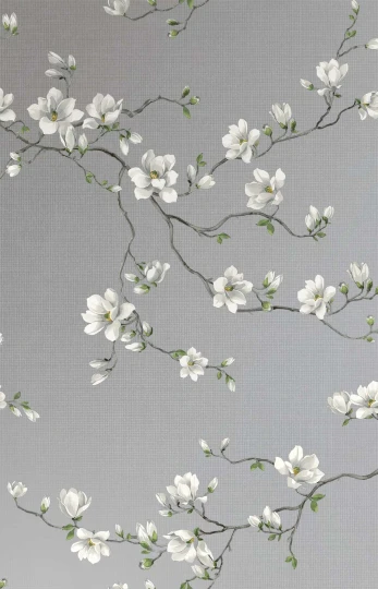 Wallquest CH31408 Chinoiserie Moonlace Magnolia Specialty Foil - tapeta w kwiaty magnolii