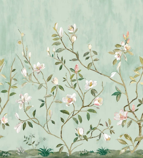 Wallquest CH32004M Chinoiserie Kaiyu Dogwood Mural Seaside - mural w kwiaty