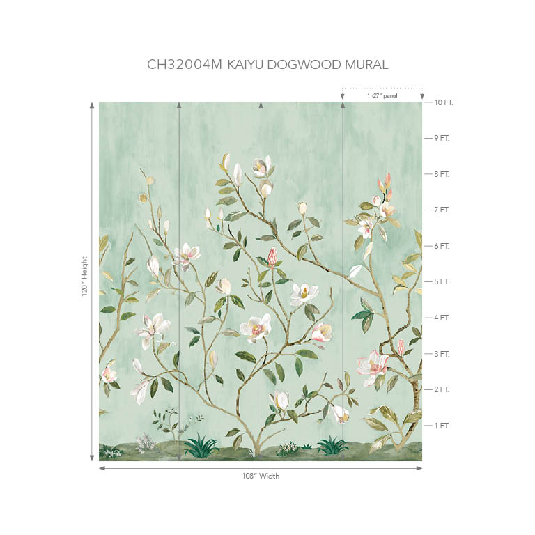 Wallquest CH32004M Chinoiserie Kaiyu Dogwood Mural Seaside - mural w kwiaty