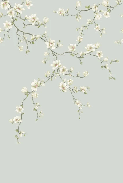 Wallquest CH32308M Chinoiserie Miyabi Bloom Mural Ash - mural w gałęzie i kwiaty