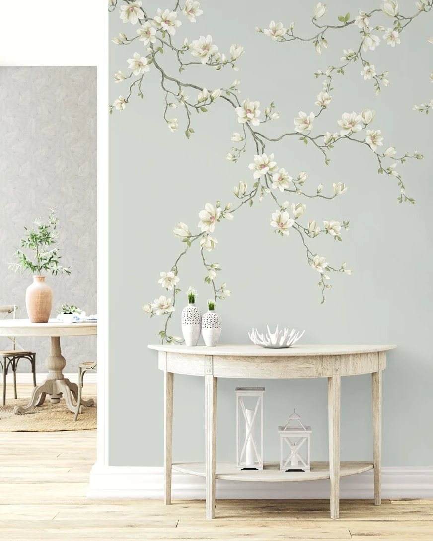 Wallquest CH32308M Chinoiserie Miyabi Bloom Mural Ash - mural w gałęzie i kwiaty