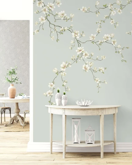 Wallquest CH32308M Chinoiserie Miyabi Bloom Mural Ash - mural w gałęzie i kwiaty