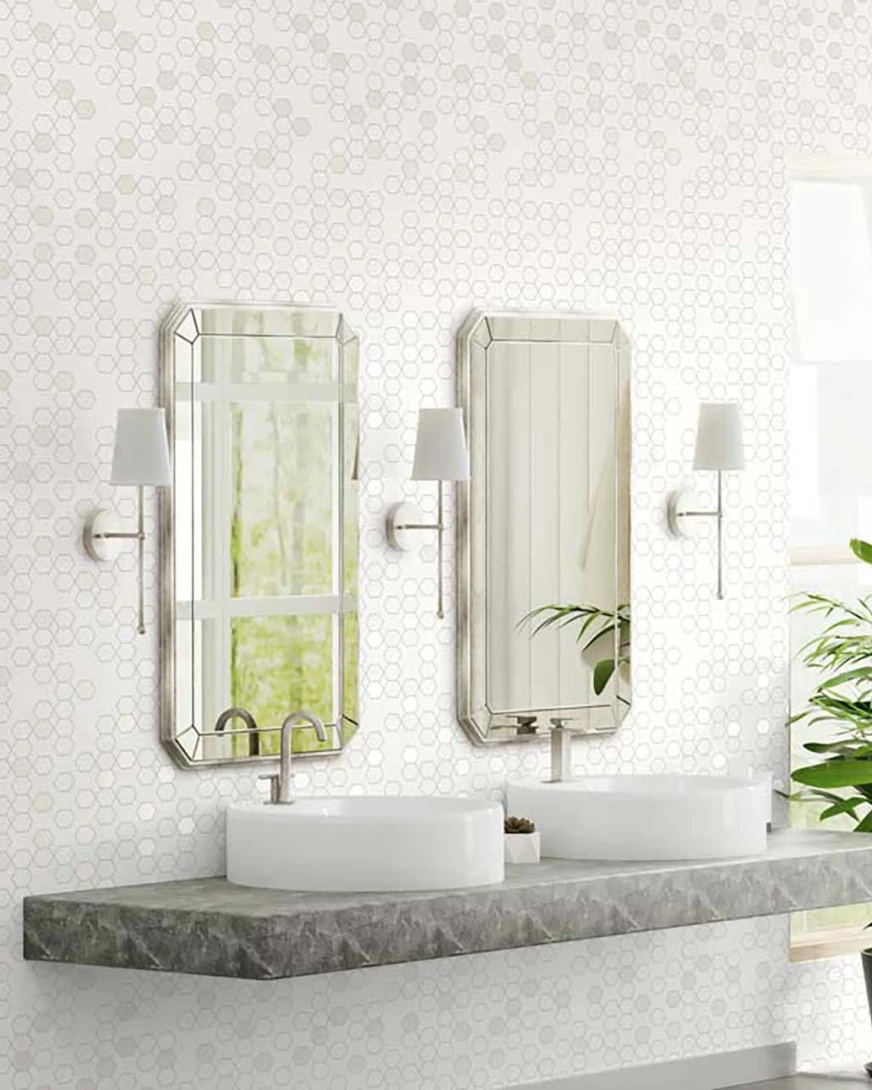 Wallquest GM30605 Geometry Nyx Bleached Linen - tapeta w heksagony