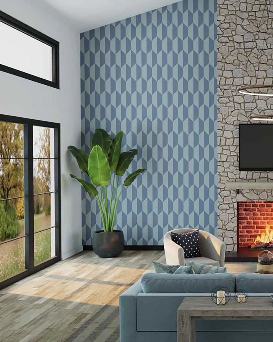 Wallquest GM30702 Geometry Lemuria Indigo - tapeta geometryczna