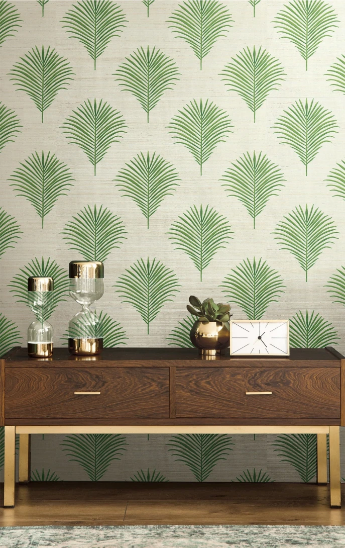Wallquest GL20204 Grasslands Marco on Grasscloth Grasslands Lush - tapeta materiałowa w liście palm