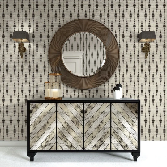 Wallquest GL21200 Grasslands Rabaul Ikat on Grasscloth Grasslands Contrast - tapeta w pasy zebry