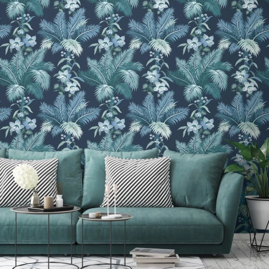 Wallquest GL21512 Grasslands Copeland Volcanic Peaceful Evening - tapeta w palmy i kwiaty