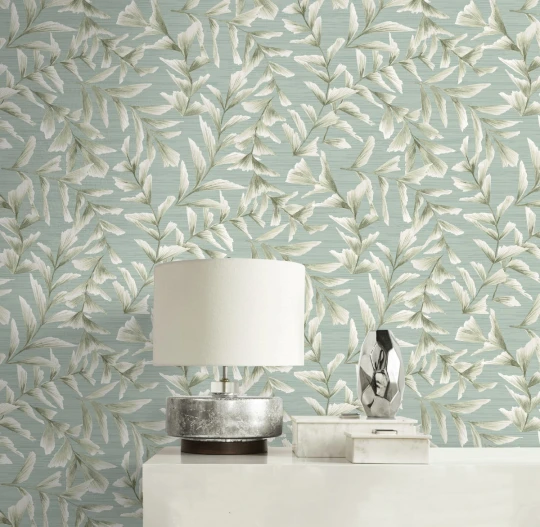 Wallquest GL21804 Grasslands Chapin Seaglass - tapeta w liście